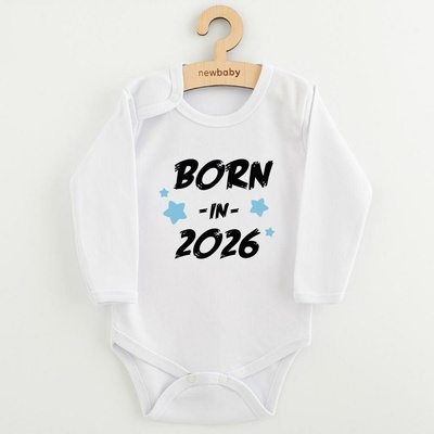New Baby detské body s potlačou BORN IN 2026 blue
