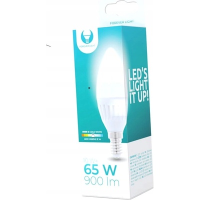 Forever Light LED žiarovka E14, 10W, 900lm, sviečka, Studená biela 6000K