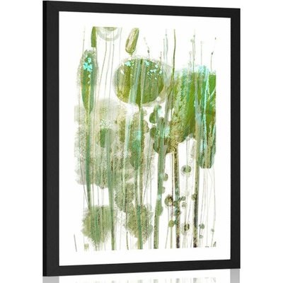 Plakát s paspartou zelená abstrakce stromů - 40x60 no frame