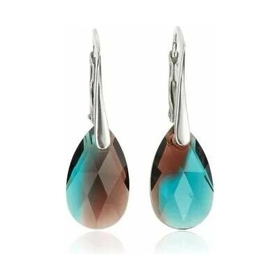 Swarovski Elements Pear krystal stříbrné náušnice visací fialovo modrá slza, kapky 31242.3