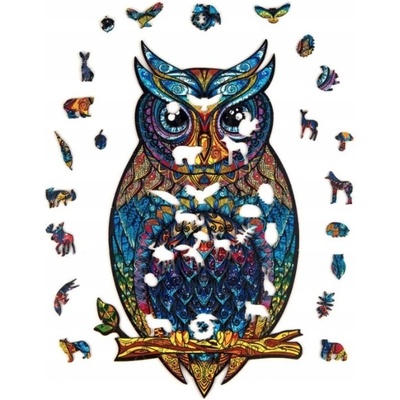 UNIDRAGON Dřevěné charming owl M 21 x 35 cm 186 dílk§
