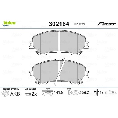 VALEO Sada brzdových platničiek kotúčovej brzdy 302164