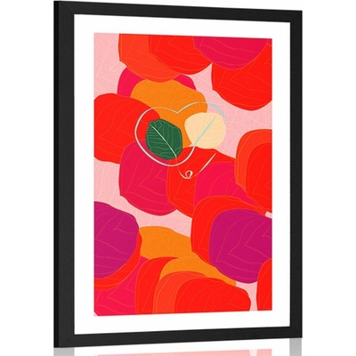 Plakát s paspartou pestrobarevné linie listů - 20x30 black