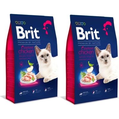 BRIT Cat Premium By Nature Sterilizované kuracie mäso 2 x 8 kg