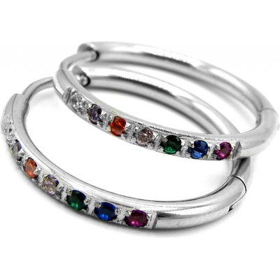 Steel Jewelry náušnice barevné kroužky z chirurgické oceli NS220237