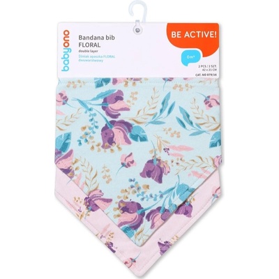 BabyOno Dětský bryndáček/šátek 2D sada Floral, lila/mátová – Zboží Dáma