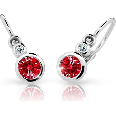 Danfil dětské náušnice C1984 z bílého zlata s kamínkem Ruby Dark zapínání brizura