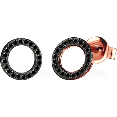 SAVICKI Circle обеци: розово злато. черни диаманти