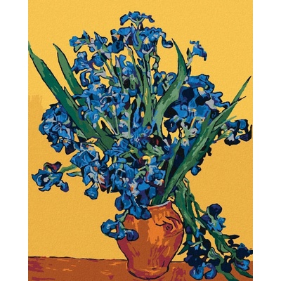 zuty Malování Podle Čísel Kosatce Na Žlutém Podkladu Dle Van Gogha 40 x 50 Cm Plátno Rám