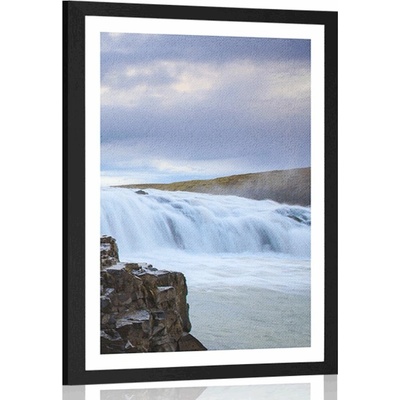 Plakát na paspartu islandské vodopády - 30x45 white