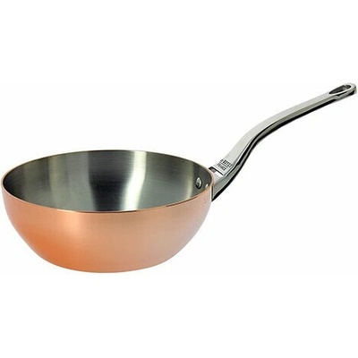 Pánev de Buyer, 6436.24 INOCUIVRE, na soté, měděná, hluboká, rukojeť z nerezu zakřivená ve francouzském stylu, průměr 24 cm, výška 7,5 cm