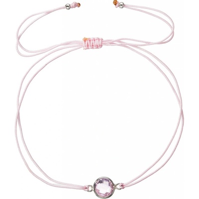 Pavona Textilní náramek růžový s krystalem 13041.3 pink