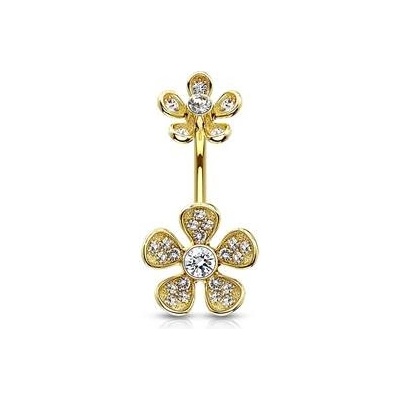Šperky4U piercing do pupíku s čirými zirkony WP0017-GD