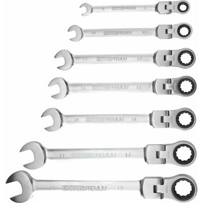 Extol Premium Kľúče očko-vidlicové račňové s kĺbom8-19mm 7-dielna sada 8816105