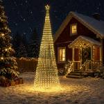 vidaXL LED Коледна Елха 500 см 1524 LED светодиода Топло бяло Стомана (42050840)