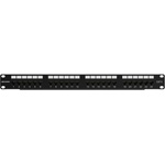 Hikvision Пач панел Hikvision DS-1CP6U24-1U, 24x порта, 1U, Cat. 6, Class E, ANSI/TIA 568, черен (DS-1CP6U24-1U)