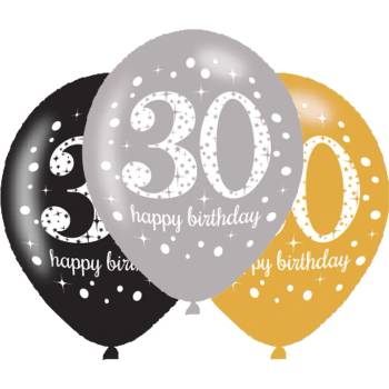 Image 1 of Amscan Латексови балони 30-ти рожден ден 6 бр