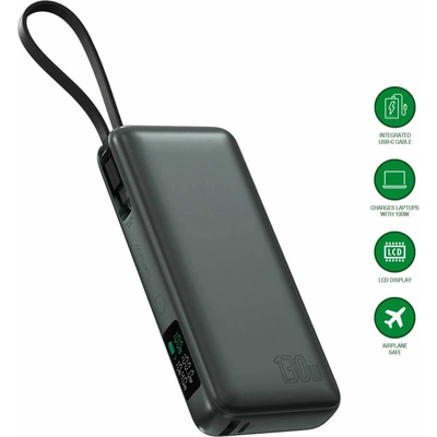 4smarts Power Bank Enterprise 20000 mAh 130W - външна батерия с USB-A и USB-C портове и вграден USB-C кабел (тъмносив)