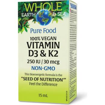 Natural Factors Whole earth and sea® Витамин D3 250 IU + K2 30 g веган формула 15 ml капки | Natural Factors (35747 NF)