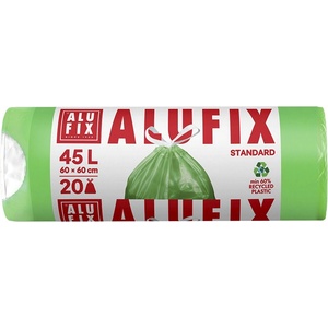 Alufix Торба за боклук alufix 45l с 15 микрона уплътнителна лента зелена 20 броя mszh45uni (mszh45uni)