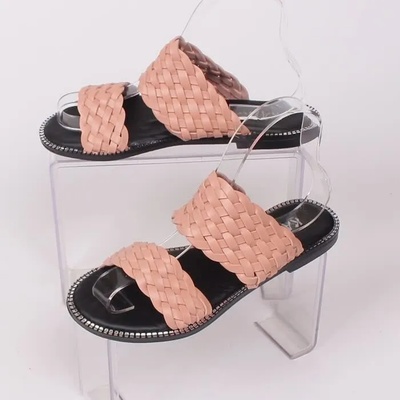 Свежи дамски чехли от еко кожа в коралов цвят