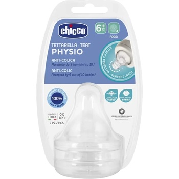 Chicco Комплект силиконови биберони Chicco - Perfect 5, За гъсти храни, 2 броя, 6м+ (N0270)