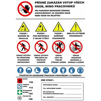 Bezpečnostní tabule - Práce s lešením, 67x100 cm, banner