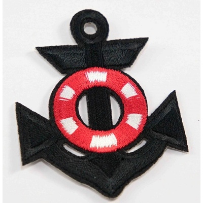 Nažehľovacia záplata - kotva - rozmer 6 cm x 5,7 cm - čierna