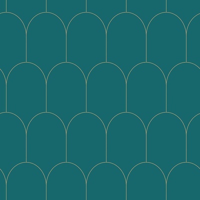 estahome 139205 Tyrkysová vliesová tapeta geometrický oblúkový vzor Art Deco rozmery 0,53 x 10,05 m