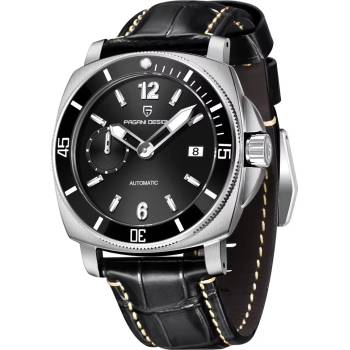 Pagani design Мъжки часовник Pagani Design Bower, Механичен, Естествена кожа, Черен (PD-1820-LEATHER-BLACK)