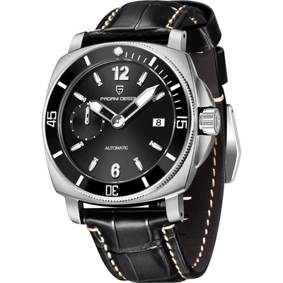 Pagani Design Мъжки часовник Pagani Design Bower, Механичен, Естествена кожа, Черен (PD-1820-LEATHER-BLACK)