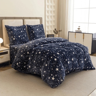 Textilomanie Obliečky mikroplyš STARLIGHT tmavomodré 70x90 140x220