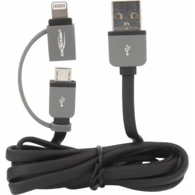 Ansmann 1700-0037 USB-A - microUSB + Lightning 1m šedý