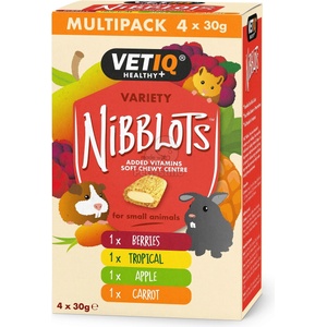  Vetiq Healthy+ Nibblots вариации за гризачи - с горски плодове, тропически плодове, ябълка и морков 4 x 30 г