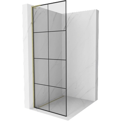 Mexen Kioto L стена за душ Walk-in 70 x 200 см, черна мрежа, златна - 800-070-103-50-77 (800-070-103-50-77)