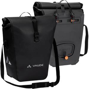 VAUDE bike bags for luggage carriers Aqua Back 2 x 24 L, waterproof rear panniers, bicycle luggage carrier bag for the back, easy attachment - Made in Germany, black - 12411 (12411)