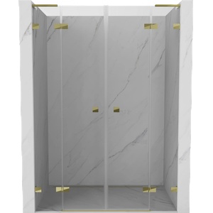 Mexen Lunar L Двойни душови врати на панти 150 см, прозрачни, златни - 834DL-150-000-50-00 (834DL-150-000-50-00)