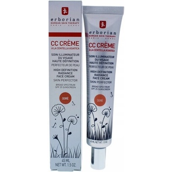 Erborian CC Crème Centella Asiatica rozjasňujúci krém pre jednotný tón pleti SPF25 veľké balenie Doré 45 ml