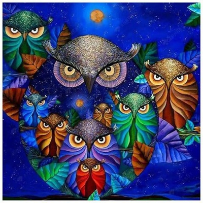 Norimpex - Puzzle Diamant painting: Owls in the night sky 7D 30x40 cm - 1 - 39 piese