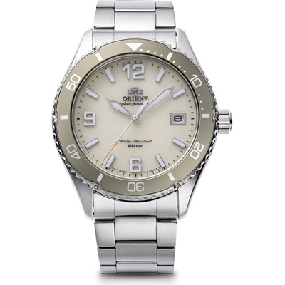 Orient RA-WJ0003S Мъжки часовник - Соларен, Спортен Водолазен, Бежов Циферблат, Въртящ се Безел, 39.9 мм, 200м Водоуст