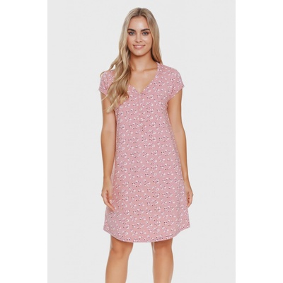 Doctor Nap kojicí bavlněná noční košile Daisy Flowers růžovobílá