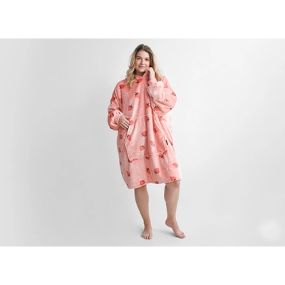 XPOSE Mikinová deka predĺžená STRAWBERRY Mikroplyš