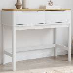 vidaXL Конзолна маса FLORO бяла 89, 5x36, 5x73 см бор масив (374021)