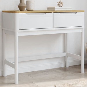 vidaXL Конзолна маса FLORO бяла 89, 5x36, 5x73 см бор масив (374021)