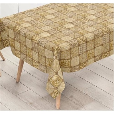 Obrus PVC 159A, metráž, 20 m x 140 cm, prútený vzor hnedý, IMPOL TRADE