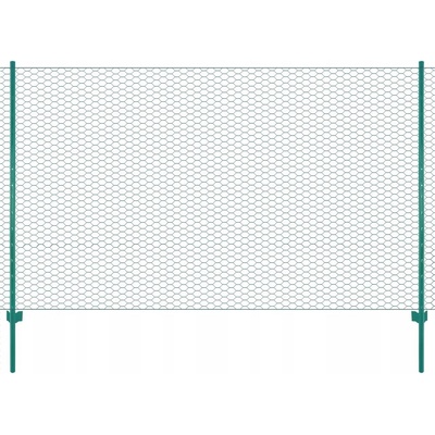 vidaXL Drátěný plot se sloupky ocel 25 x 1,5 m zelený