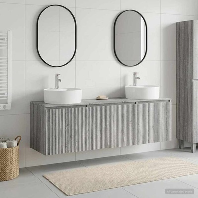 vidaXL Комплект шкафове за баня 3 бр. Сив Сонома 49, 5 x 44, 5 x 65 см (3405673)