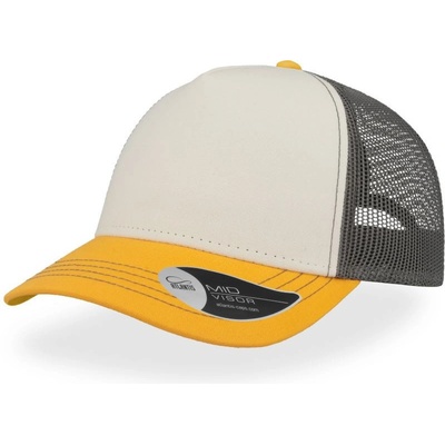 Atlantis Headwear Rapper Canvas 5 panelová síťovaná COT-336060y2499 Bílá/žlutá/šedá