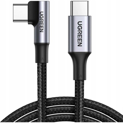 Ugreen US334 USB-C na USB-C, úhlový, 5A, PD 100W, 2m, černý