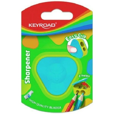 Strúhadlo KEYROAD plastové s dvomi otvormi, blister, mix farieb